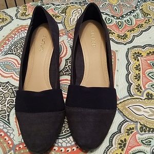 Navy blue wedge shoes
